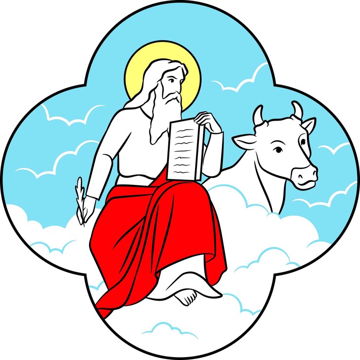 वेक्टर saint luke evangelist with an ox vector art