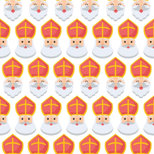 Saint Nicholas Day or Sinterklaas Seamless Pattern Background Hand Drawn Cartoon Flat Illustration