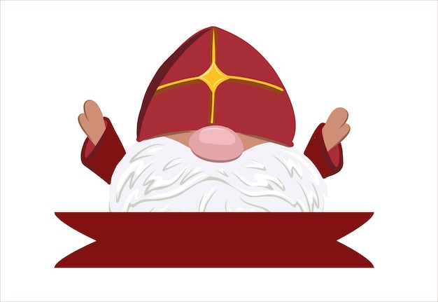 Saint Nicholas isolated on white background Hands up Page header Saint Nicholas Day