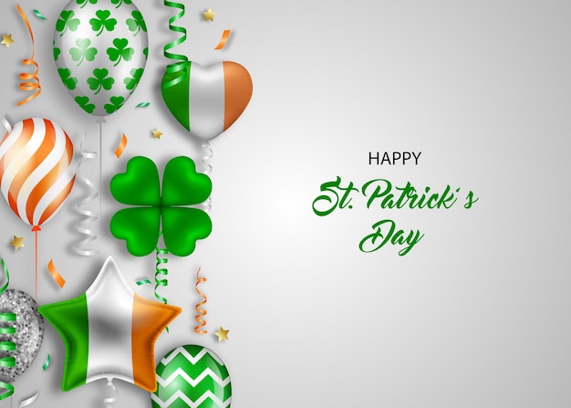 Saint patrick background with balloons streamers and confetti