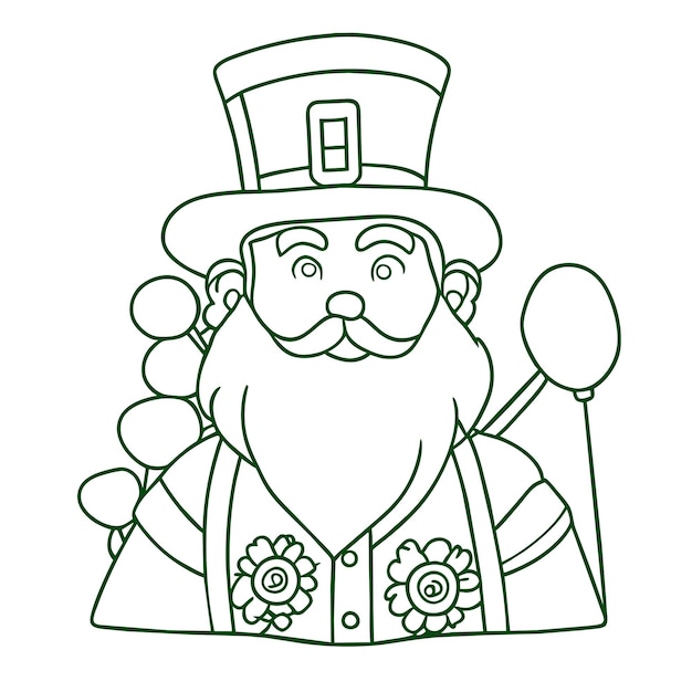 Saint patrick dag kabouter groene hand getekende cartoon sticker pictogram concept geïsoleerde illustratie