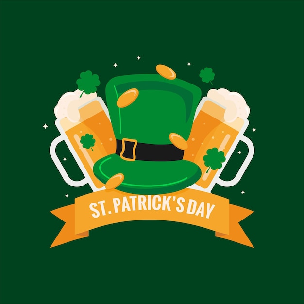Saint patrick day banner template on green background