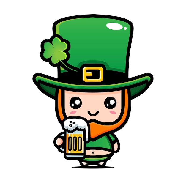 Saint patrick day cartoon character isolated on white