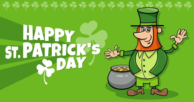 Saint Patrick Day design with cartoon Leprechaun character