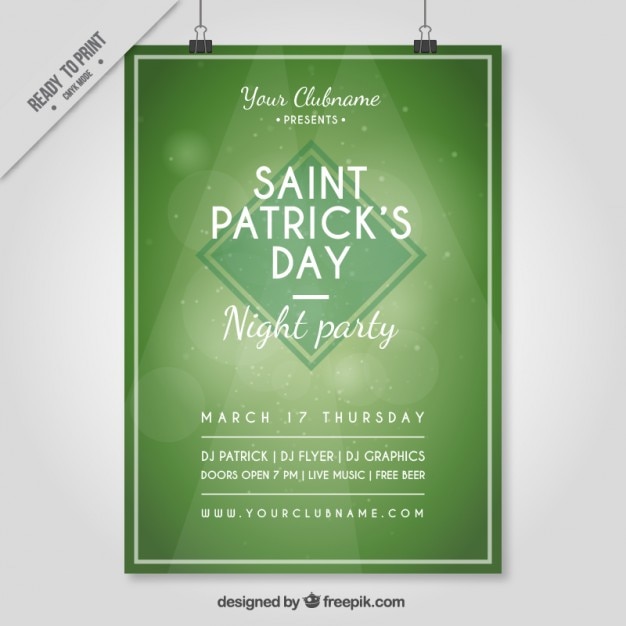 Saint patrick day green party poster