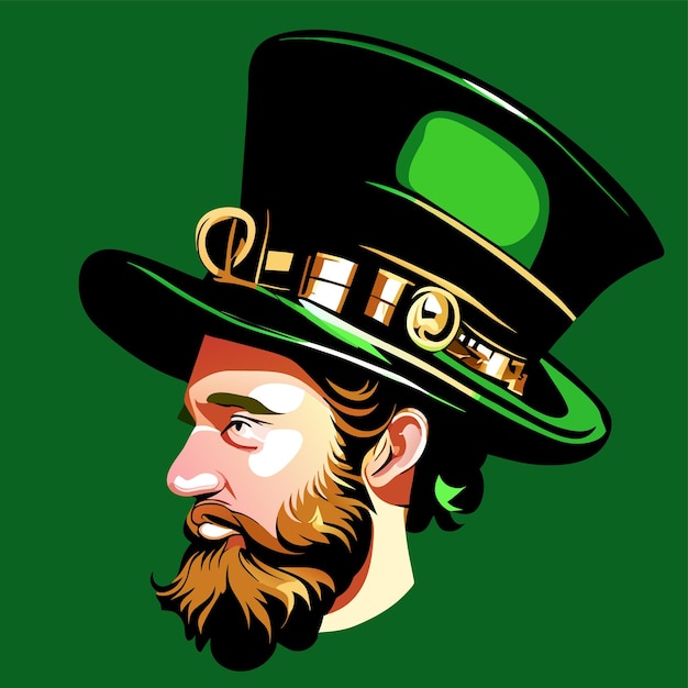 День Святого Патрика Лепрекон зеленый рисованной мультфильм наклейка иконка концепция изолированная иллюстрация