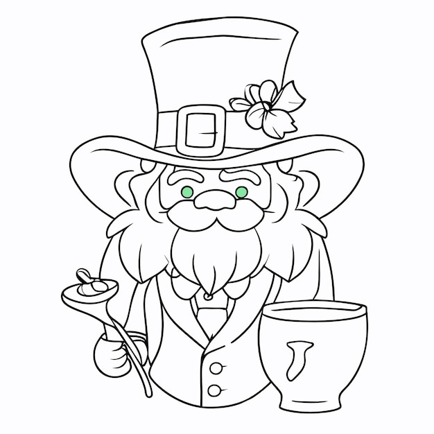 Saint patrick day leprechaun green hand drawn cartoon sticker icon concept isolated illustration