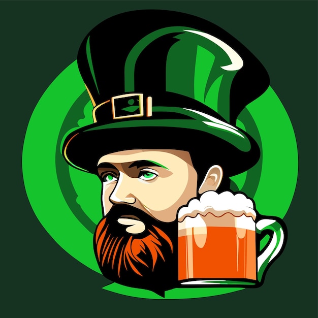 Saint patrick day leprechaun green hand drawn cartoon sticker icon concept isolated illustration