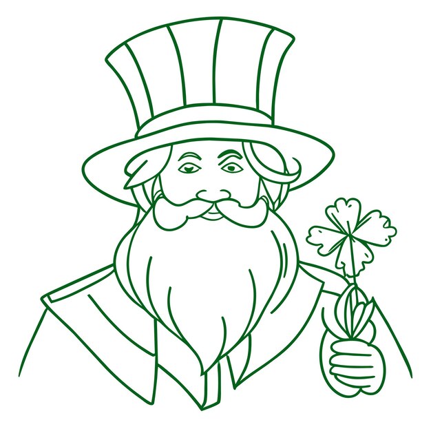 Vector saint patrick day leprechaun green hand drawn cartoon sticker icon concept isolated illustration