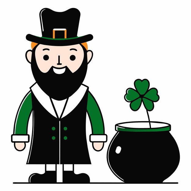 Saint patrick day leprechaun hand drawn cartoon sticker icon concept isolated illustration