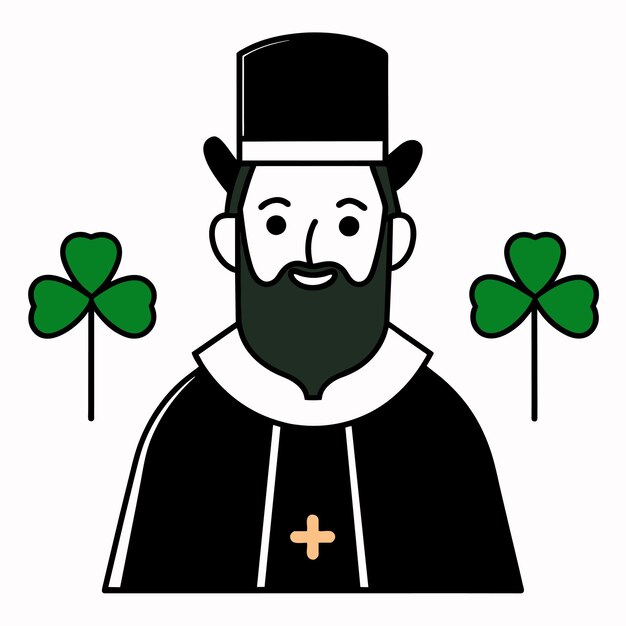 Vector saint patrick day leprechaun hand drawn cartoon sticker icon concept isolated illustration