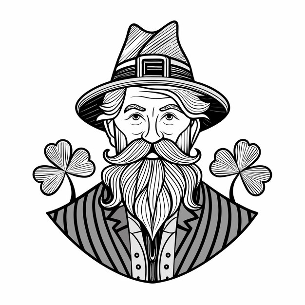 Vettore leprechaun del giorno di san patrizio adesivo di cartone animato disegnato a mano concetto di icona illustrazione isolata