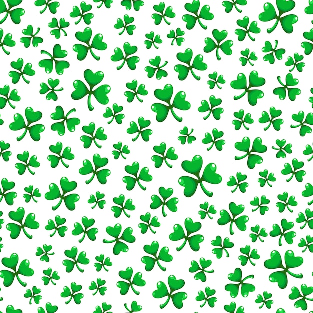 Saint Patrick day seamless pattern set - shamrock or clover leaves,  floral ornament