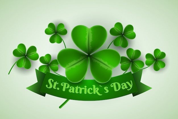 Vector saint patrick's day background. clovers and ribbon banner with text.