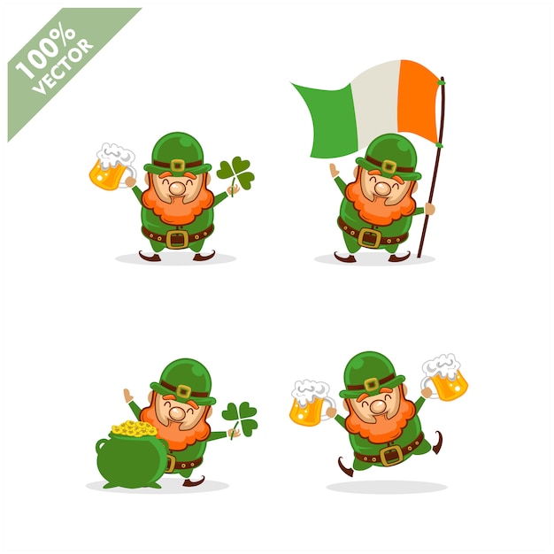 Saint patrick's day. funny leprechaun with four different poses activity.