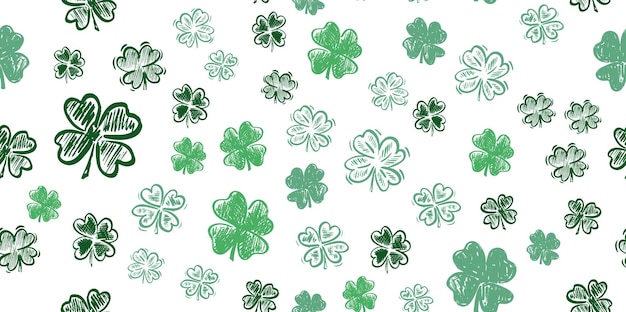 Saint Patrick's Day, klaver set, met de hand getekende illustraties.