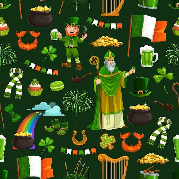 Saint Patrick's day vakantie ondertekent naadloos patroon