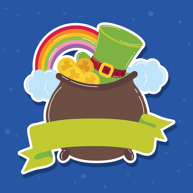 Vector saint patricks cauldron with ribbon