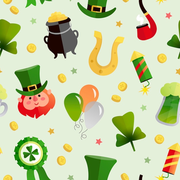 Vector saint patricks dag cartoon naadloze patroon