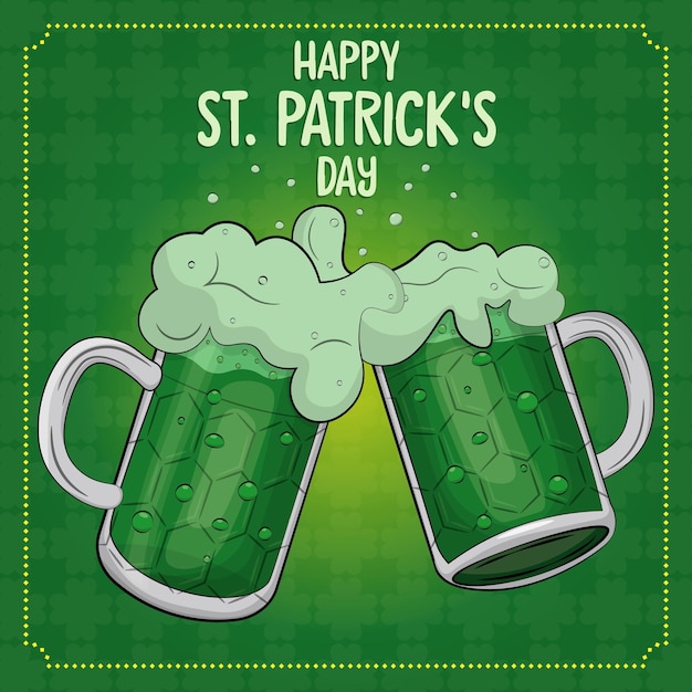 Saint patricks day banner met twee bierpullen