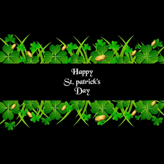 Saint patricks day holiday with a pot of gold shamrock clover leaf on green background