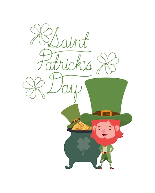 Etichetta del giorno di san patrizio con personaggio leprechaun