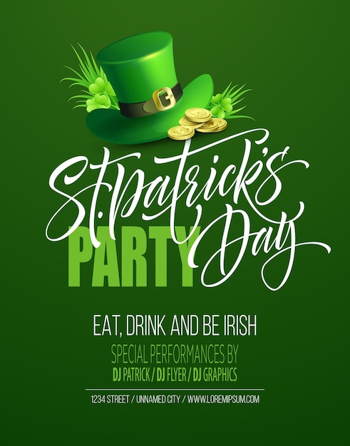 Saint patricks day poster design background. calligraphic lettering inscription happy st patricks day.  illustration