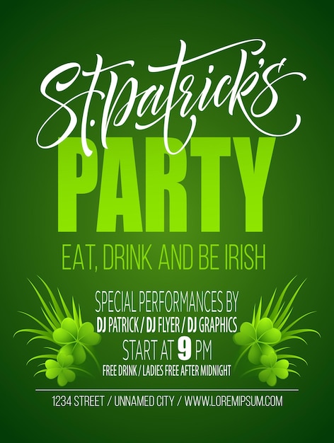 Saint patricks day posterontwerp achtergrond. kalligrafische letters inscriptie happy st patricks day. illustratie