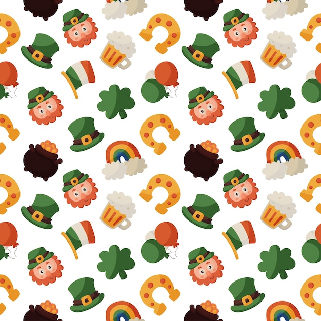 Saint patricks day seamless pattern on white background