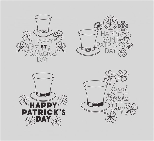 Saint patricks day set fonts labels