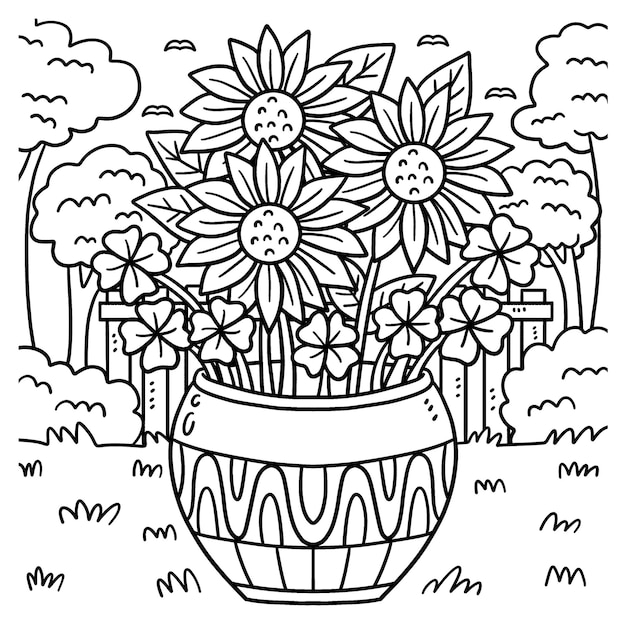 Vector saint patricks day sun flower coloring page