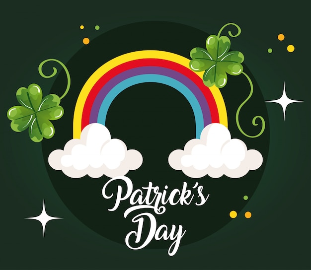 saint patricks day with rainbow and decoration