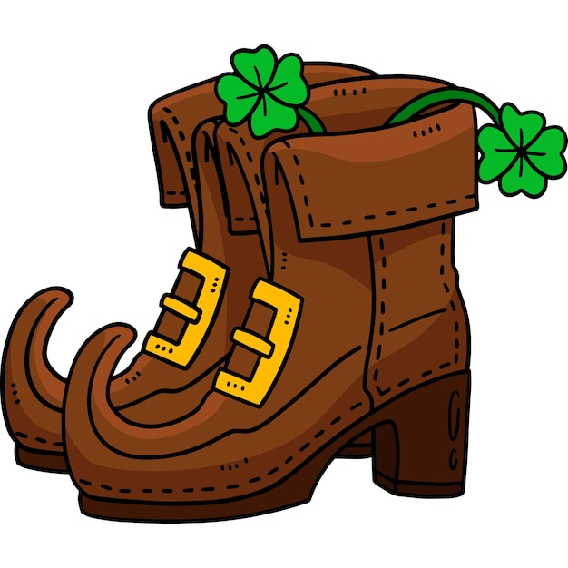 Vector saint patricks leprechaun shoes cartoon clipart
