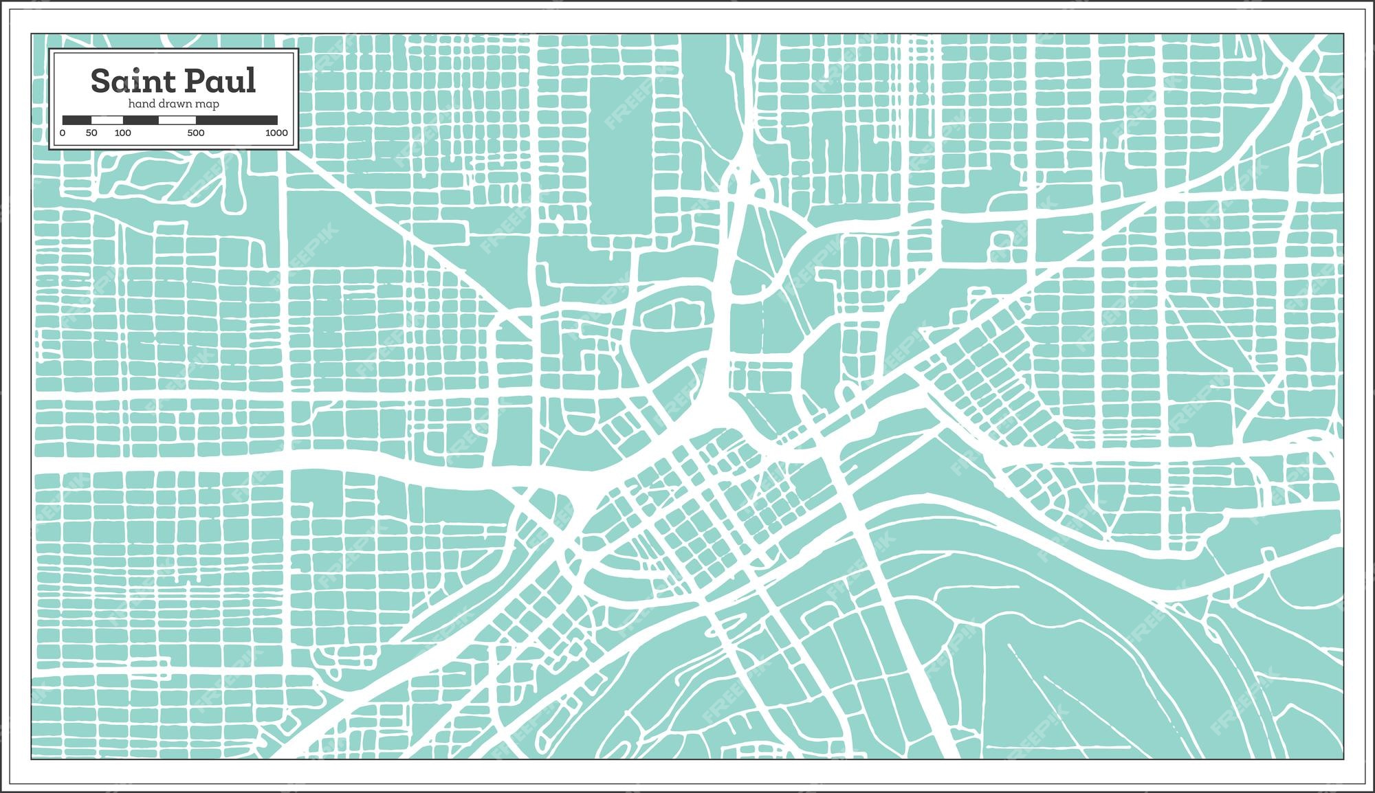 Antique Street City Map St. Paul, Minnesota, USA Stock Photo by