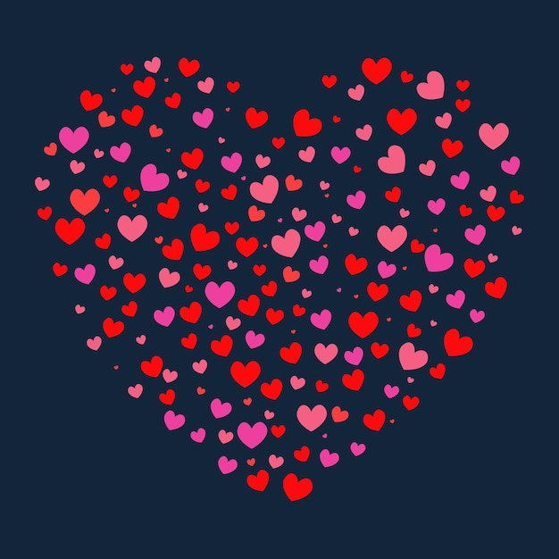 День святого валентина картина большого сердца состоит из множества цветных любовных сердец