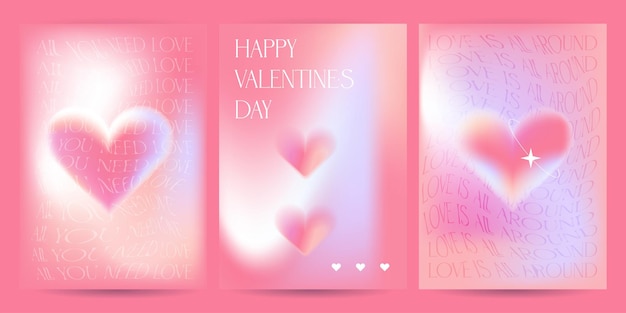 Saint valentines day a posters template set lovely modern art cover design invitations greeting