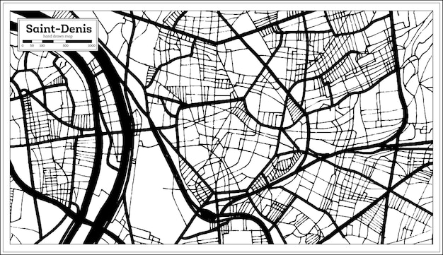 Saintdenis francia mappa a colori in bianco e nero