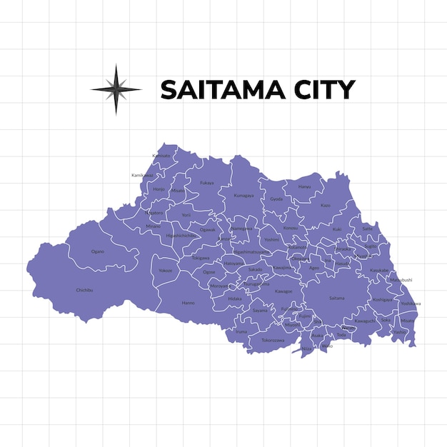 Illustrazione della mappa della città di saitama mappa della città in giappone