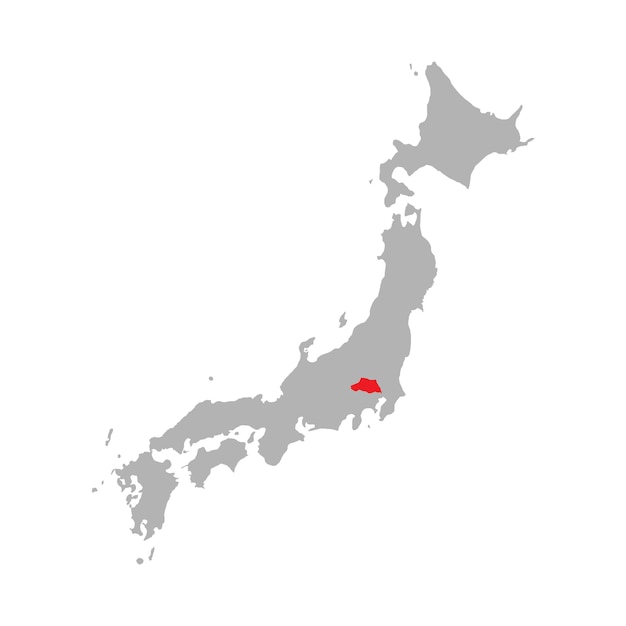 Saitama prefecture highlighted on the map of Japan on white background