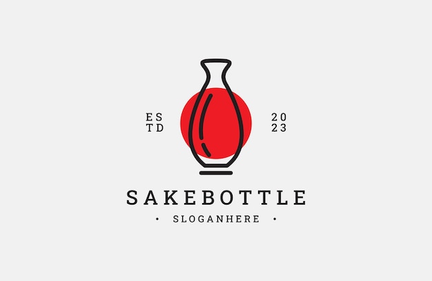 Sake japan logo ontwerp, bar en restaurant logo, vlakke stijl geïsoleerd op witte achtergrond