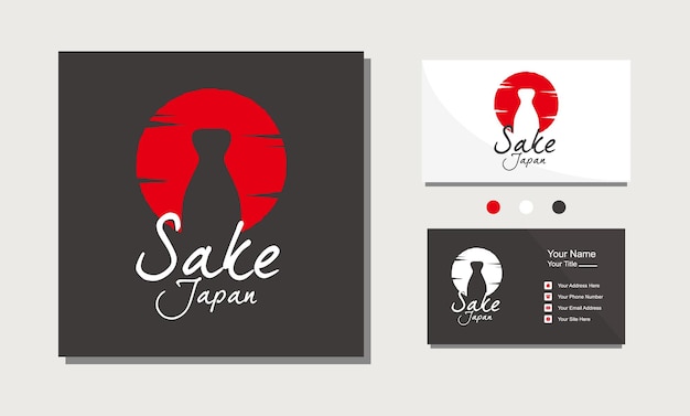 Sake japan logo ontwerp bar en restaurant logo vlakke stijl geïsoleerd op zon achtergrond symboolpictogram