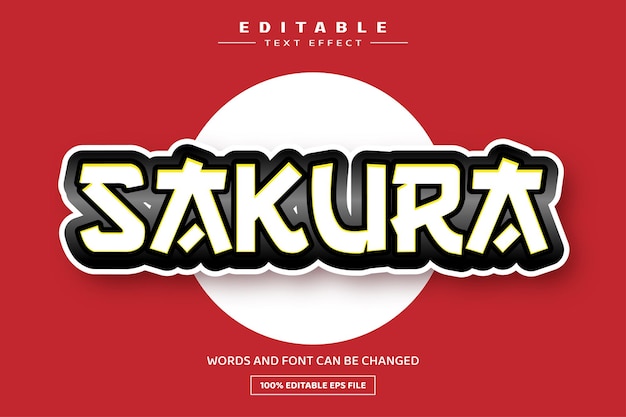 Vector sakura 3d editable text effect template