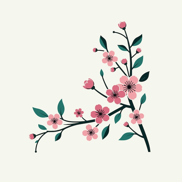 Sakura bloemen tak illustratie