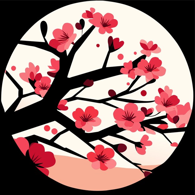 Vector sakura blossom branch illustration