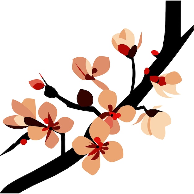 Vector sakura blossom branch illustration