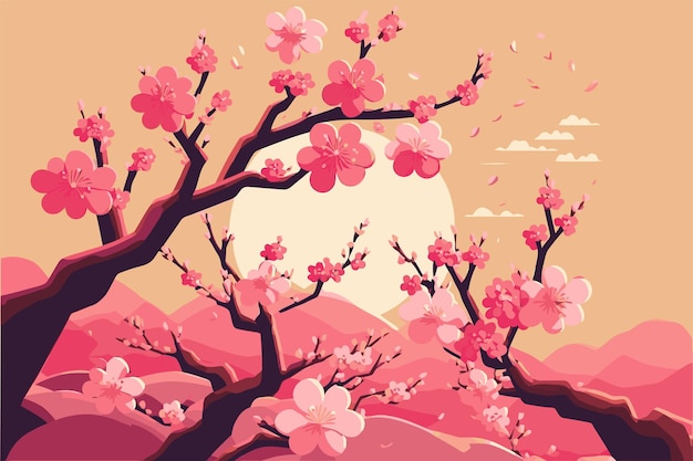 Vector sakura branch cherry blossoming flower tree japan spring flowers background