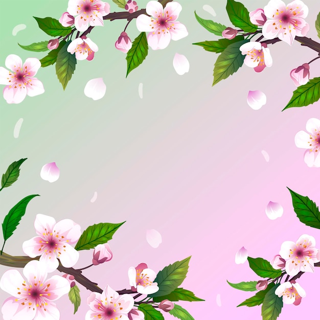 Вектор Ветка сакуры цветы весенняя красота фон