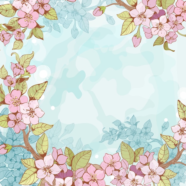 Vector sakura branch frame background