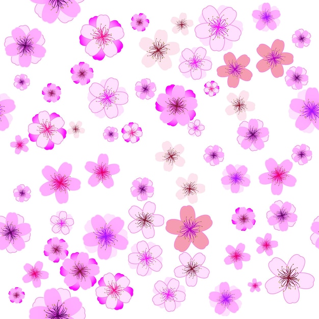 Sakura Cherry blossoms seamless pattern of vector illustration