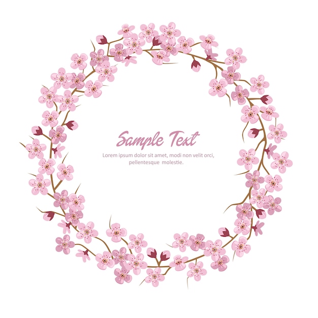 Vector sakura flower wreath